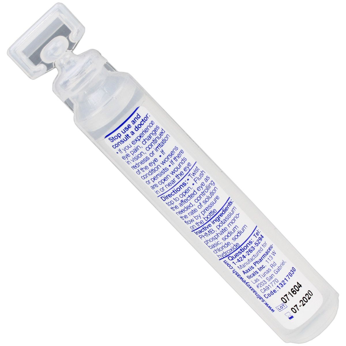0.5 oz. Eye wash, plastic bottle, 1 each