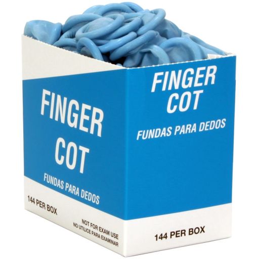 Blue Finger Cot, Medium, 144 per box