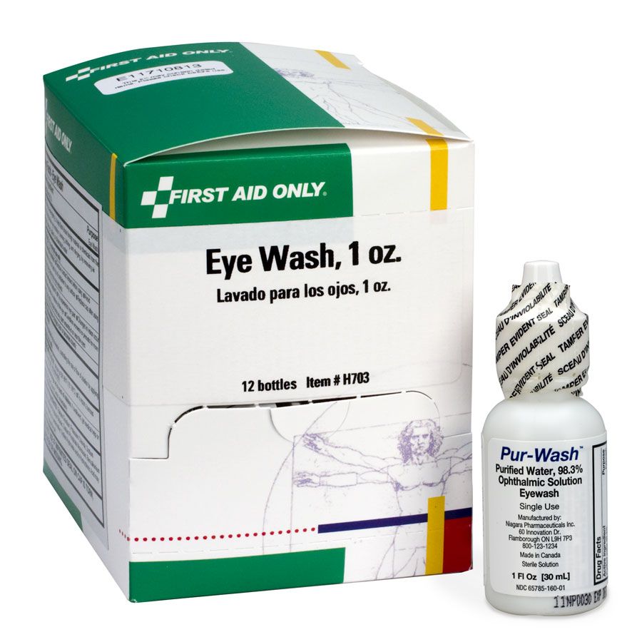 Eye Wash, 1 oz., plastic bottle - 12 per box
