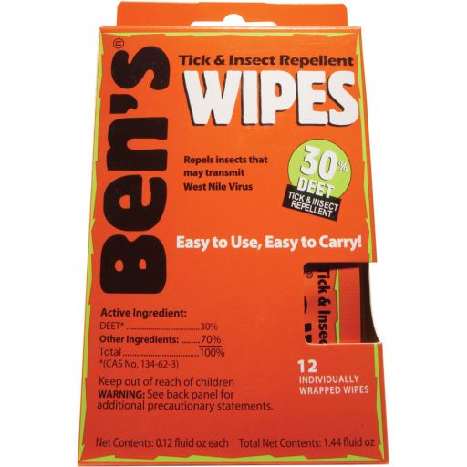 Ben's 30 Tick & Insect Repellent Wipes 12 per box