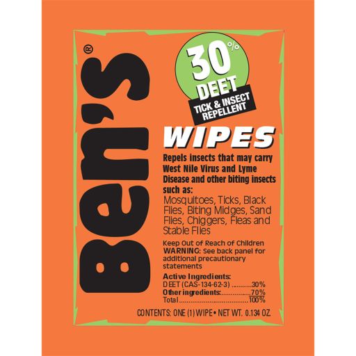 Ben's 30 Tick & Insect Repellent Wipes 12 per box