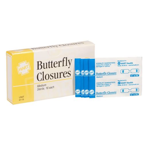Adhesive Butterfly Wound Closure - 16 Per Single Unit Box