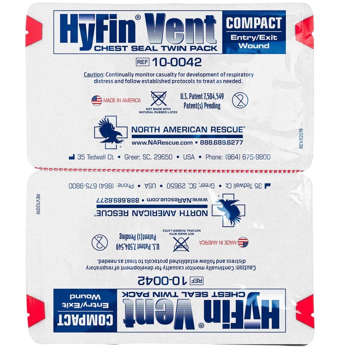 Hyfin Vent Compact Chest Seal Twin Pack, North American Rescue