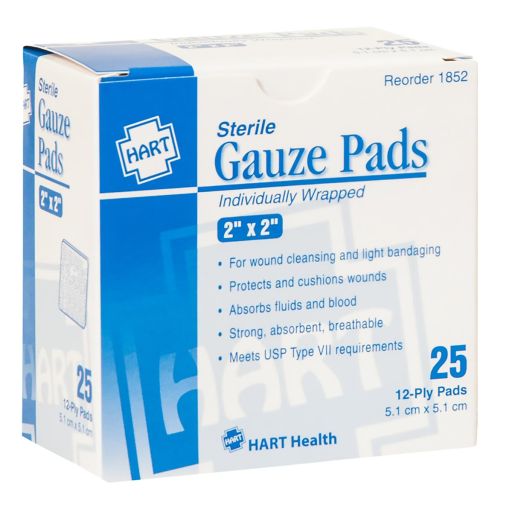 2" x 2" Sterile Gauze Pads, 25/BX