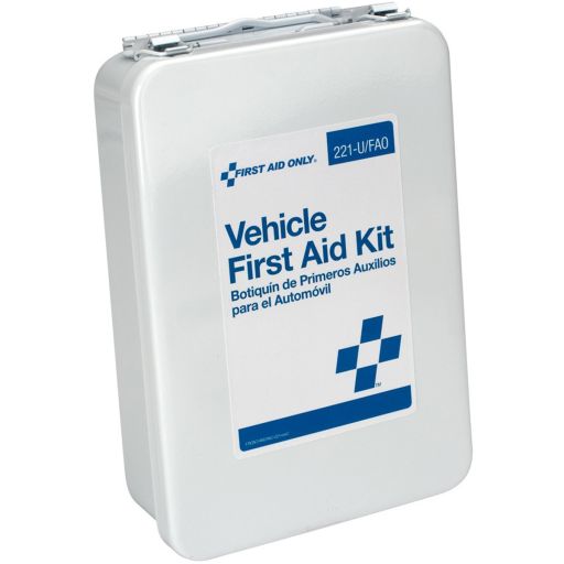 Vehicle First Aid Kit - 85 Pieces - Metal Case with Gasket