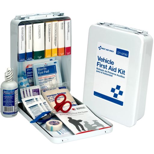 Vehicle First Aid Kit - 85 Pieces - Metal Case with Gasket