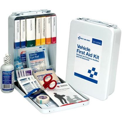 Vehicle First Aid Kit - 85 Pieces - Metal Case with Gasket