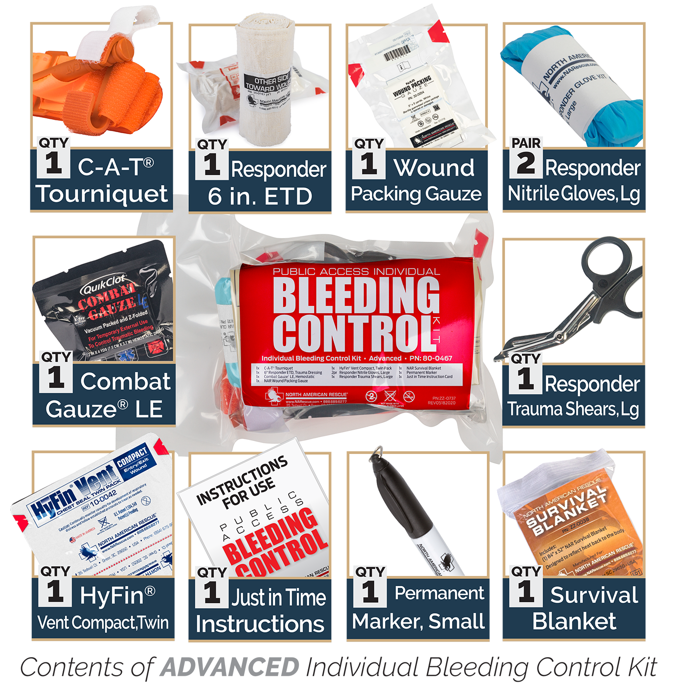 Public Access Bleeding Control 8-Pack - Vacuum Sealed