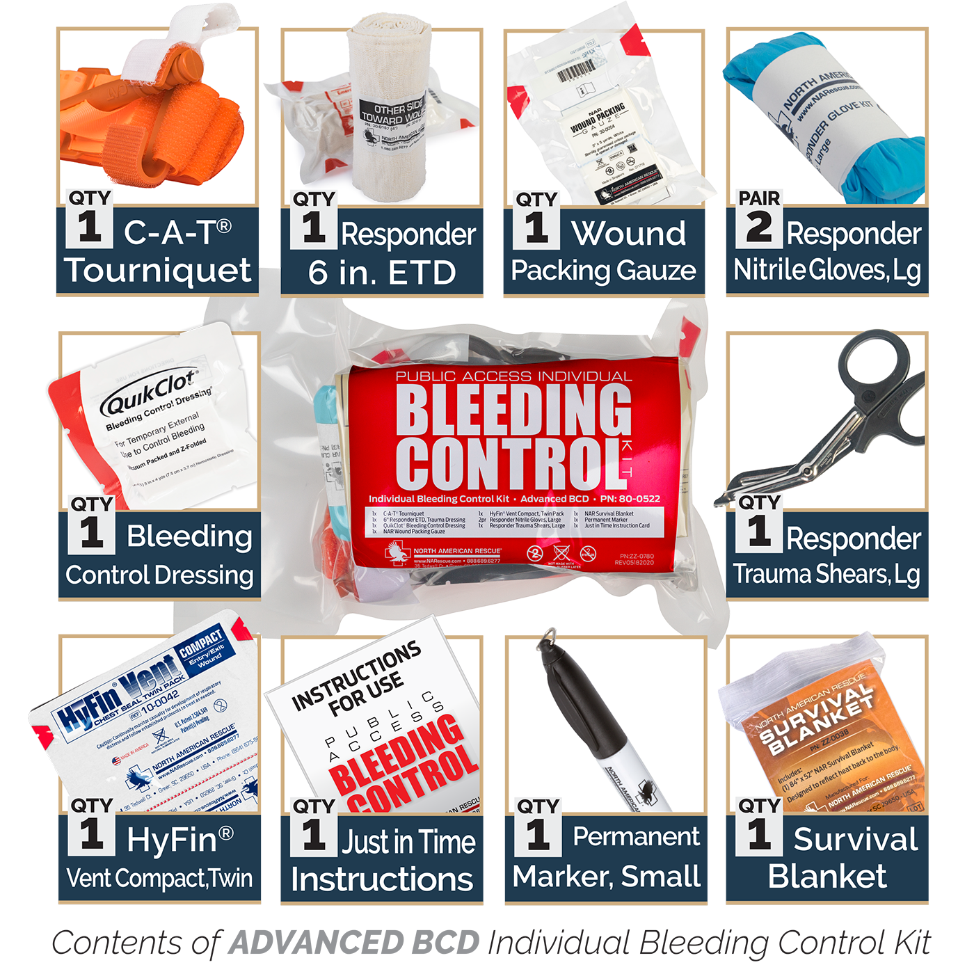 Public Access Bleeding Control Stations - 6-Pack Vacuum Sealed