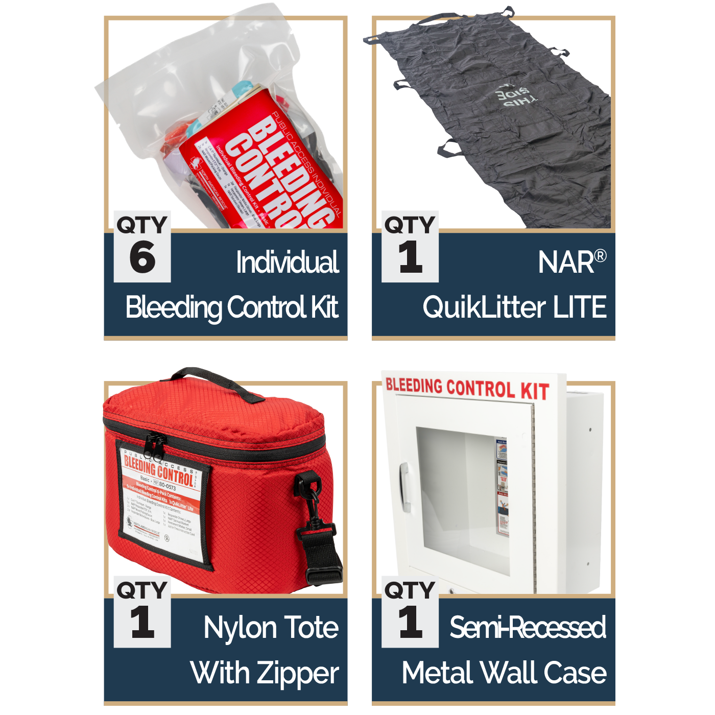 Public Access Bleeding Control Stations - 6-Pack Vacuum Sealed