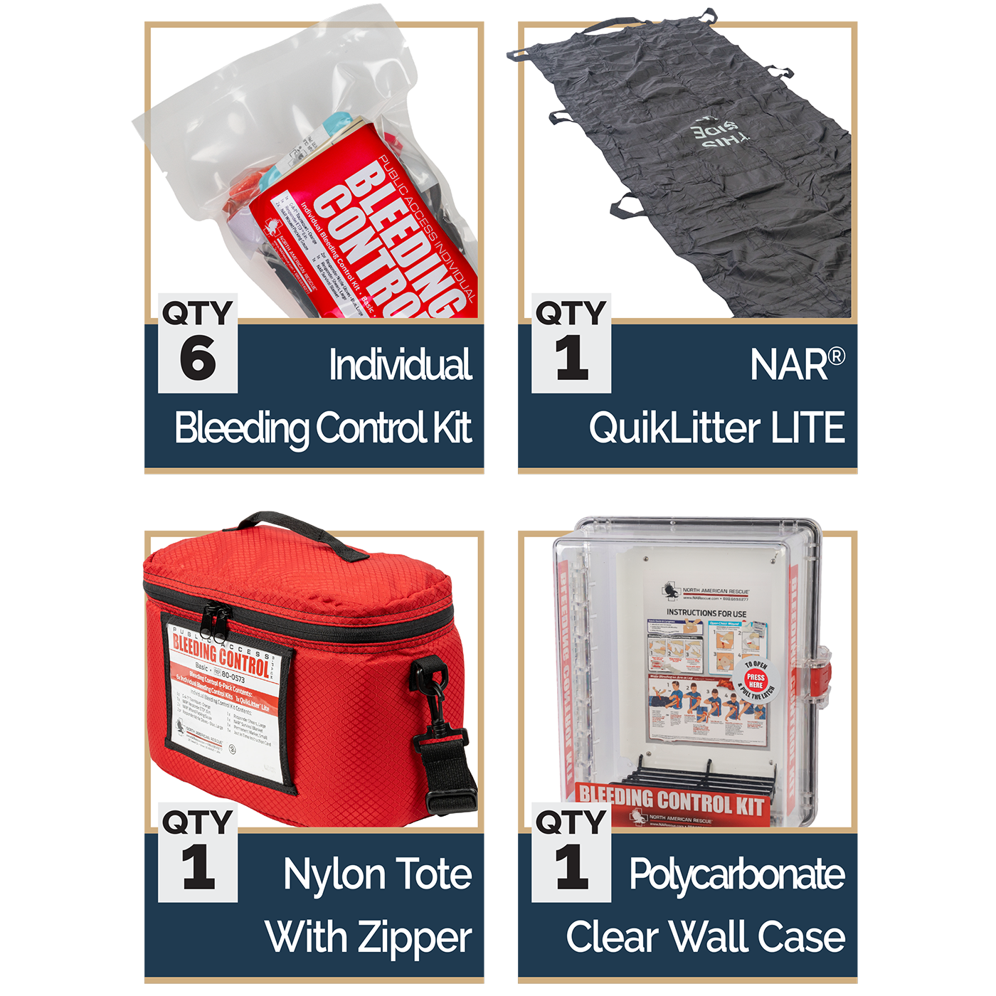 Public Access Bleeding Control Stations - 6-Pack Vacuum Sealed