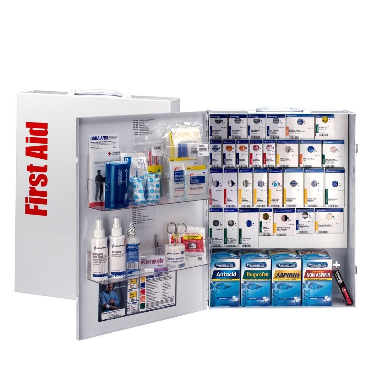 XL Metal Smart Compliance General Business First Aid Cabinet with Meds