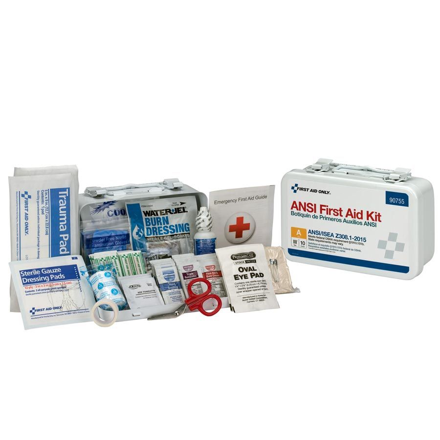 10 Person Metal First Aid Kit, ANSI Compliant