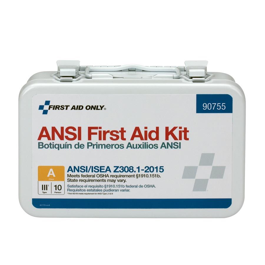 10 Person Metal First Aid Kit, ANSI Compliant