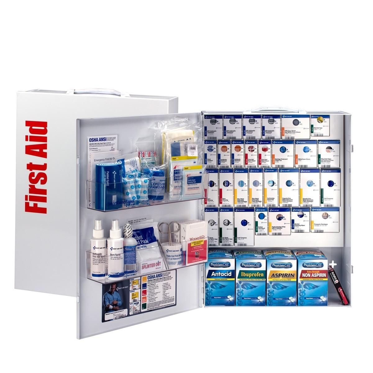 XL Metal Smart Compliance Food Service First Aid Cabinet with Meds