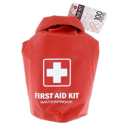 All Purpose First Aid Kit, Waterproof Dry Sack, Red, 100 Pieces