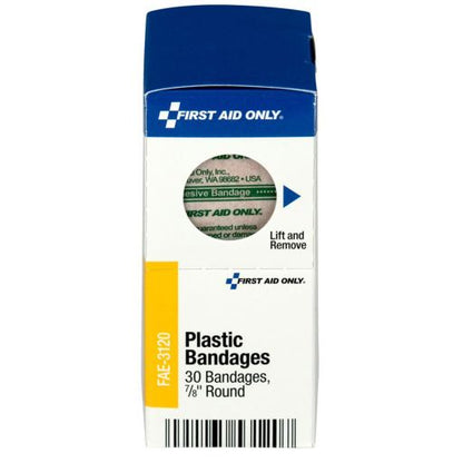 0.88" Round Spot Plastic Bandages, 30 Per Box