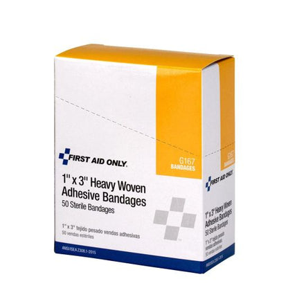 Adhesive Bandage, Heavy Woven 1"x3" - 50 Per Box