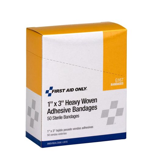 Adhesive Bandage, Heavy Woven 1"x3" - 50 Per Box