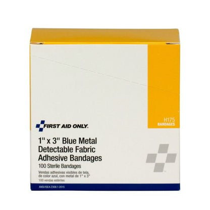 Blue Metal Detectable Woven Bandage 1" - 100 Per Box