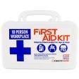 10 Person, 116 Piece Workplace First Aid Kit, Plastic Case with Gasket